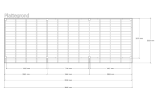 Douglas overkapping, 302 x 864 cm + wand blank, Verando, Pure